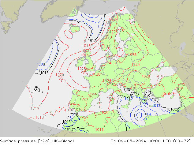 приземное давление UK-Global чт 09.05.2024 00 UTC