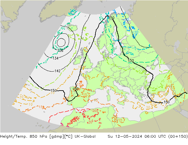 Height/Temp. 850 hPa UK-Global So 12.05.2024 06 UTC
