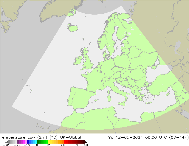 Temperature Low (2m) UK-Global Su 12.05.2024 00 UTC