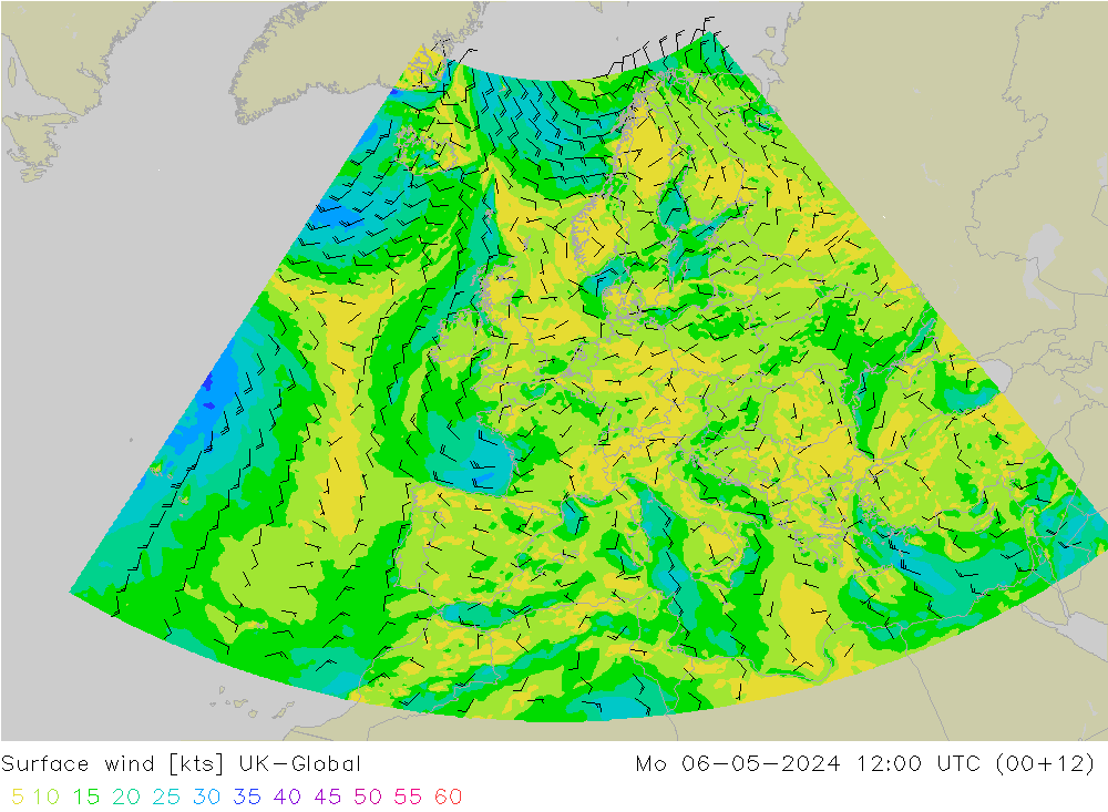 Surface wind UK-Global Po 06.05.2024 12 UTC