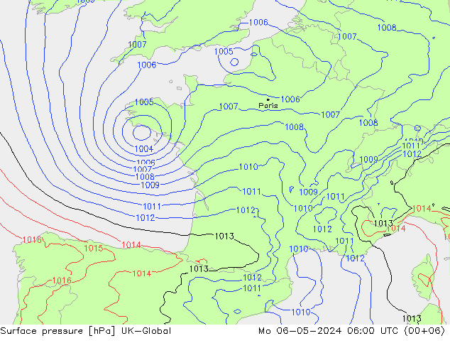 pression de l'air UK-Global lun 06.05.2024 06 UTC