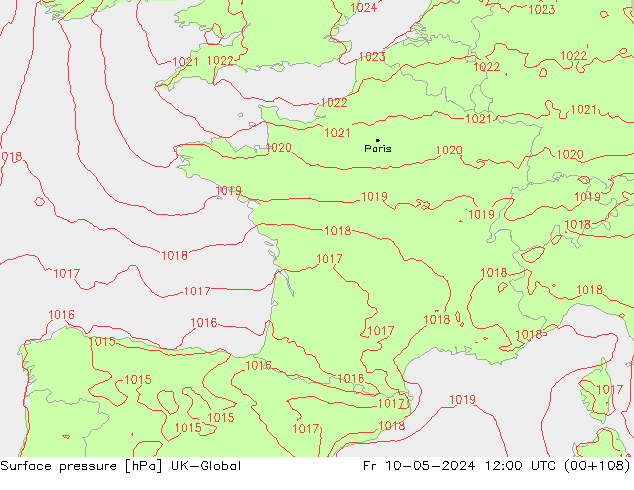 pression de l'air UK-Global ven 10.05.2024 12 UTC