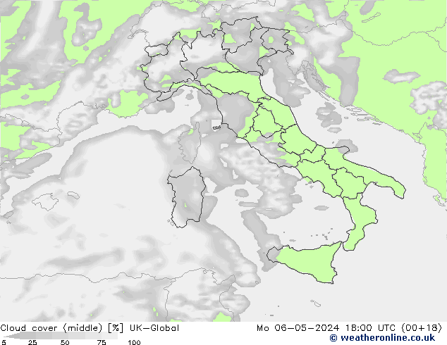 oblačnosti uprostřed UK-Global Po 06.05.2024 18 UTC