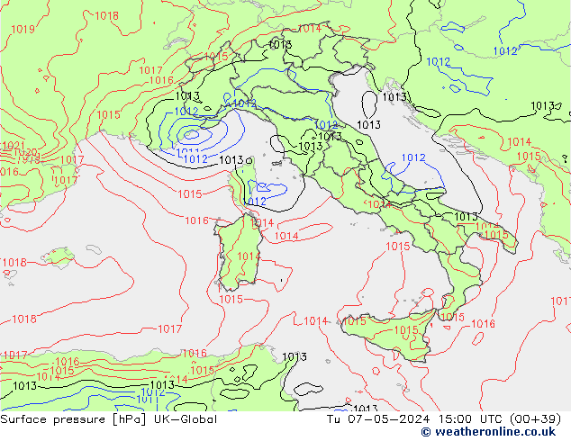 приземное давление UK-Global вт 07.05.2024 15 UTC