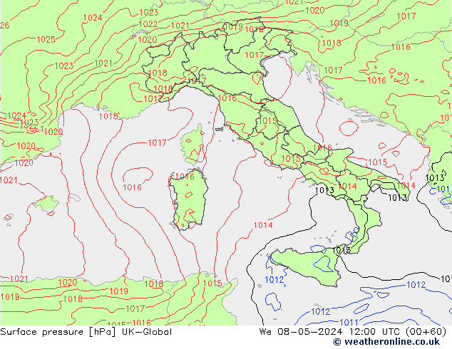 Surface pressure UK-Global We 08.05.2024 12 UTC