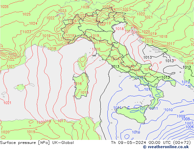 Yer basıncı UK-Global Per 09.05.2024 00 UTC