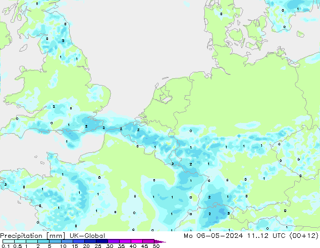 Srážky UK-Global Po 06.05.2024 12 UTC