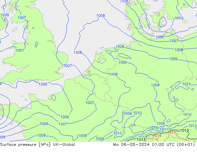 Surface pressure UK-Global Mo 06.05.2024 01 UTC