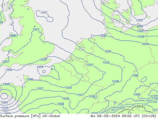 Luchtdruk (Grond) UK-Global ma 06.05.2024 06 UTC