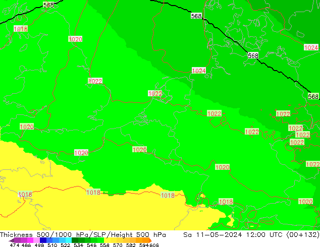 Thck 500-1000hPa UK-Global  11.05.2024 12 UTC