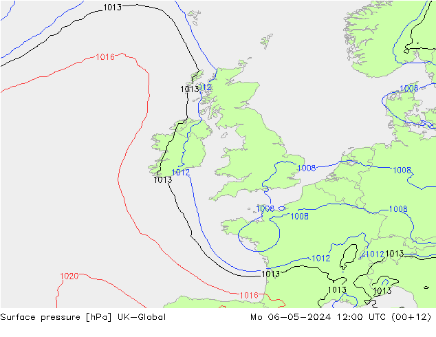 pressão do solo UK-Global Seg 06.05.2024 12 UTC