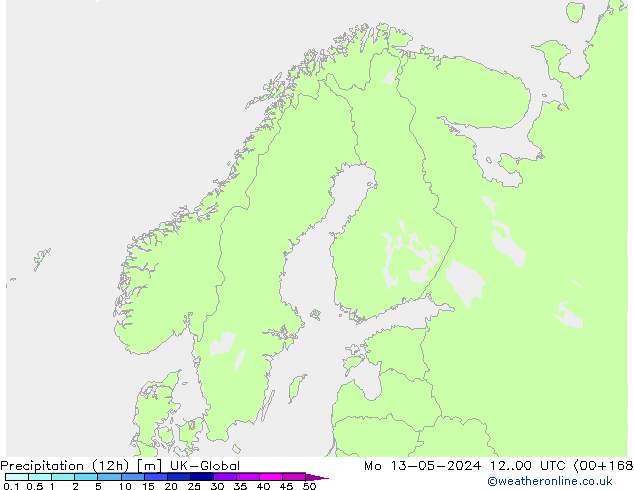 Precipitação (12h) UK-Global Seg 13.05.2024 00 UTC