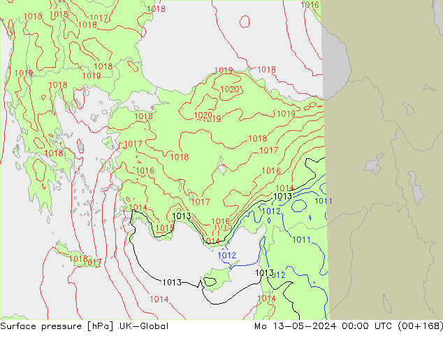 pressão do solo UK-Global Seg 13.05.2024 00 UTC