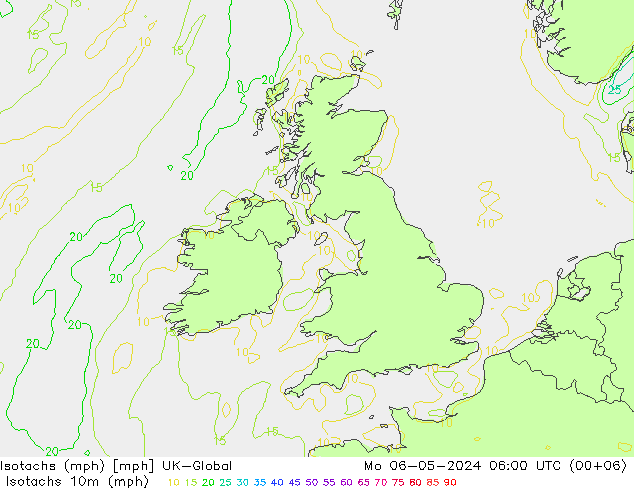 Isotachs (mph) UK-Global lun 06.05.2024 06 UTC