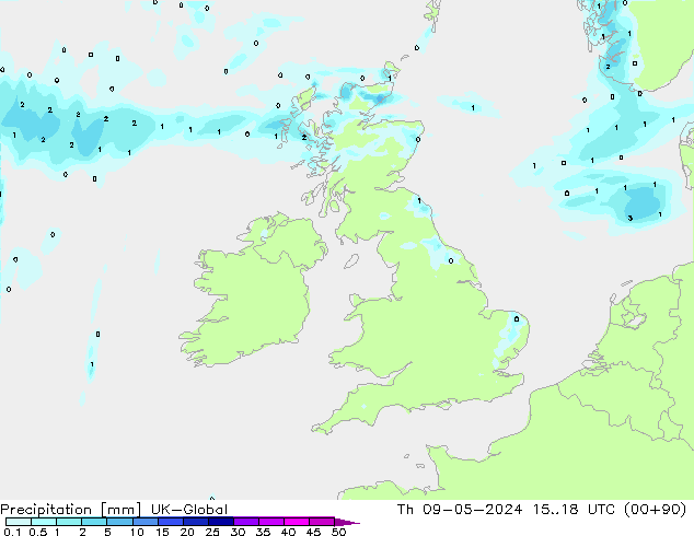 precipitação UK-Global Qui 09.05.2024 18 UTC