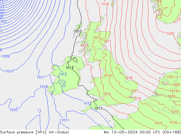 Luchtdruk (Grond) UK-Global ma 13.05.2024 00 UTC