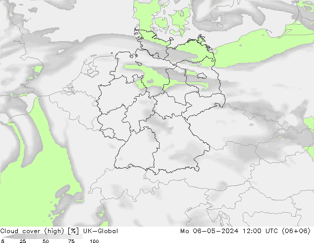 zachmurzenie (wysokie) UK-Global pon. 06.05.2024 12 UTC