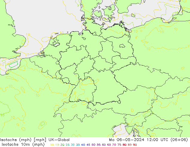 Isotachs (mph) UK-Global 星期一 06.05.2024 12 UTC