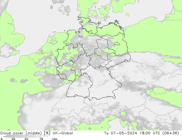 Cloud cover (middle) UK-Global Tu 07.05.2024 18 UTC