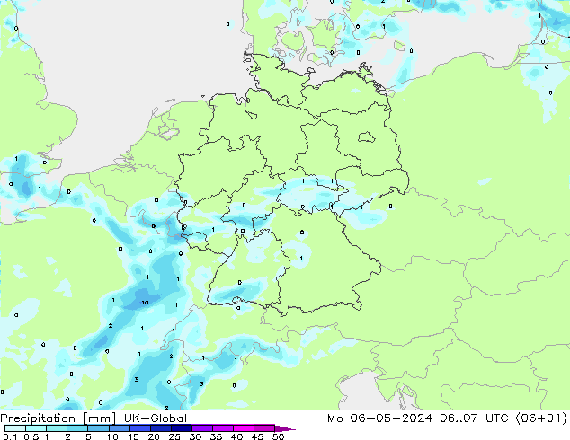 Precipitation UK-Global Mo 06.05.2024 07 UTC