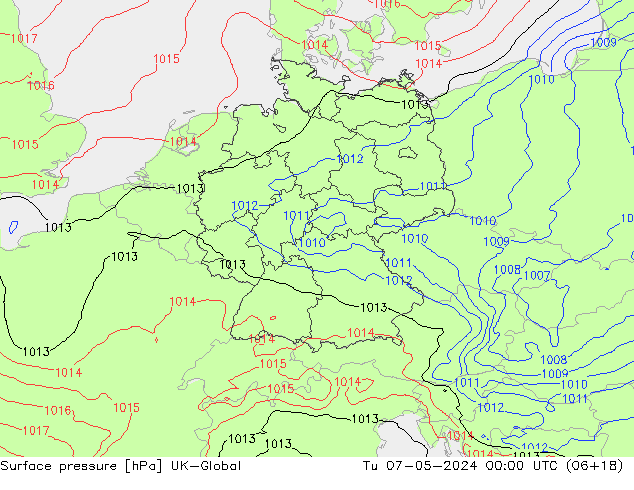 Presión superficial UK-Global mar 07.05.2024 00 UTC