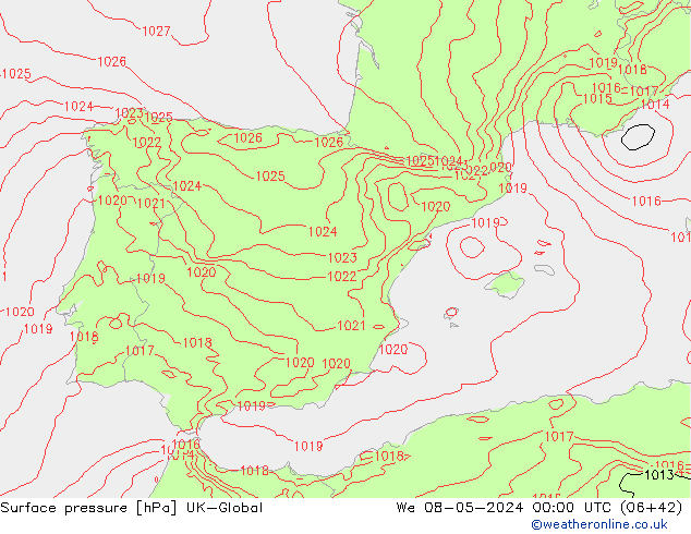 Surface pressure UK-Global We 08.05.2024 00 UTC