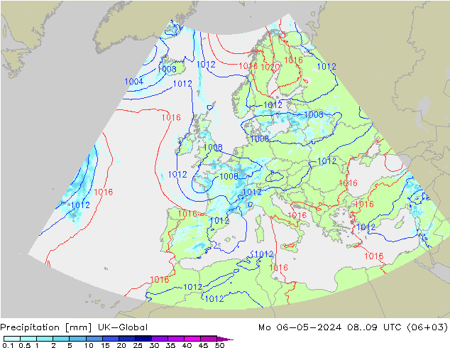 Precipitation UK-Global Mo 06.05.2024 09 UTC