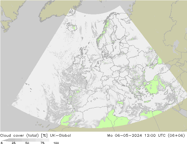 zachmurzenie (suma) UK-Global pon. 06.05.2024 12 UTC