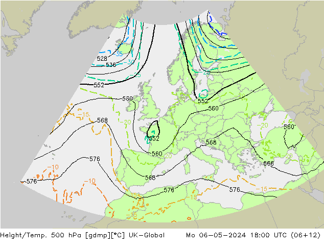 Height/Temp. 500 hPa UK-Global Mo 06.05.2024 18 UTC