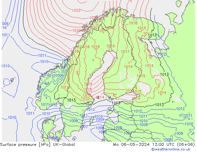 Surface pressure UK-Global Mo 06.05.2024 12 UTC