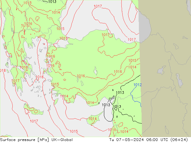 Presión superficial UK-Global mar 07.05.2024 06 UTC