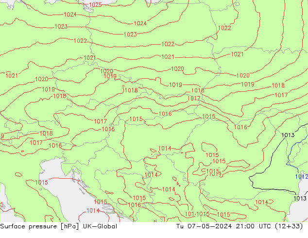 Presión superficial UK-Global mar 07.05.2024 21 UTC