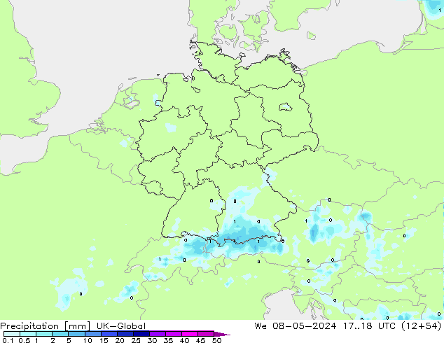 Precipitation UK-Global We 08.05.2024 18 UTC