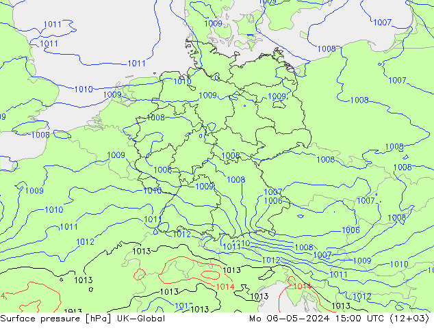 Atmosférický tlak UK-Global Po 06.05.2024 15 UTC