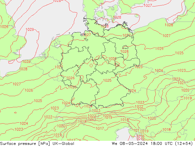 pression de l'air UK-Global mer 08.05.2024 18 UTC