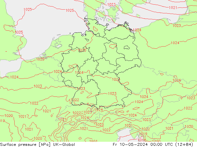 pression de l'air UK-Global ven 10.05.2024 00 UTC