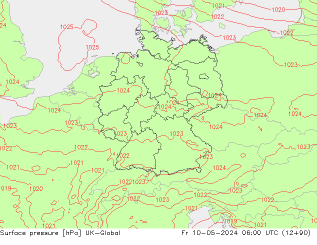 Luchtdruk (Grond) UK-Global vr 10.05.2024 06 UTC