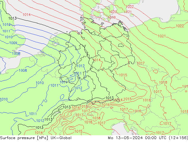 Presión superficial UK-Global lun 13.05.2024 00 UTC