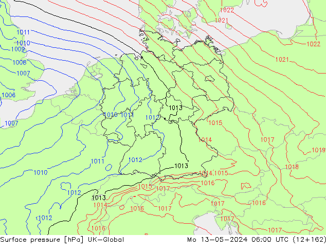Presión superficial UK-Global lun 13.05.2024 06 UTC