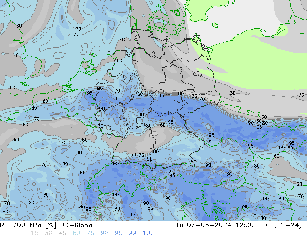 Humedad rel. 700hPa UK-Global mar 07.05.2024 12 UTC