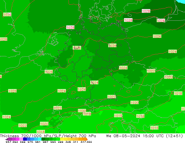 Dikte700-1000 hPa UK-Global wo 08.05.2024 15 UTC