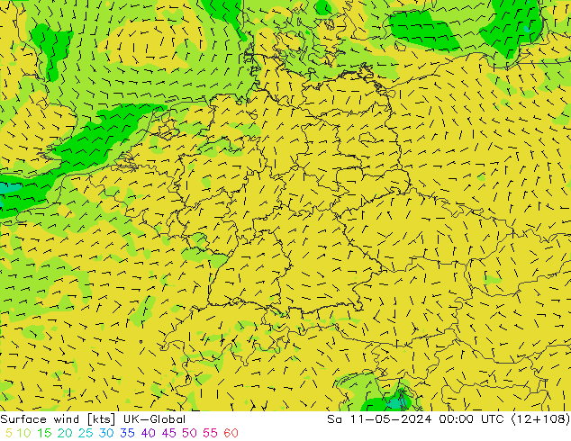 Surface wind UK-Global Sa 11.05.2024 00 UTC