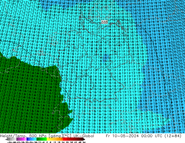 Hoogte/Temp. 500 hPa UK-Global vr 10.05.2024 00 UTC