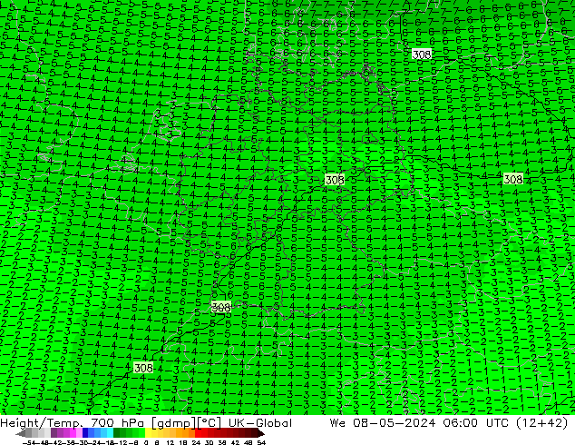 Hoogte/Temp. 700 hPa UK-Global wo 08.05.2024 06 UTC