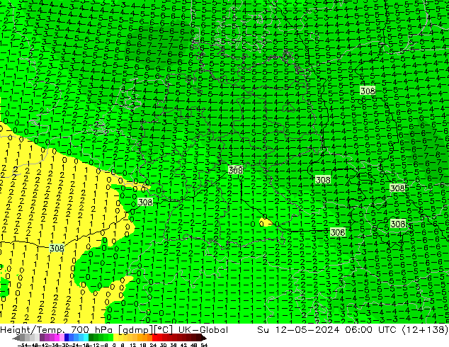 Height/Temp. 700 hPa UK-Global Ne 12.05.2024 06 UTC