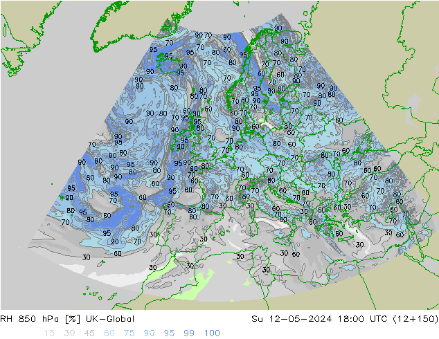RH 850 hPa UK-Global Su 12.05.2024 18 UTC