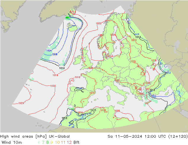 High wind areas UK-Global сб 11.05.2024 12 UTC
