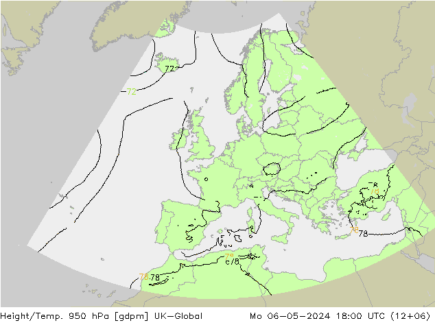 Geop./Temp. 950 hPa UK-Global lun 06.05.2024 18 UTC