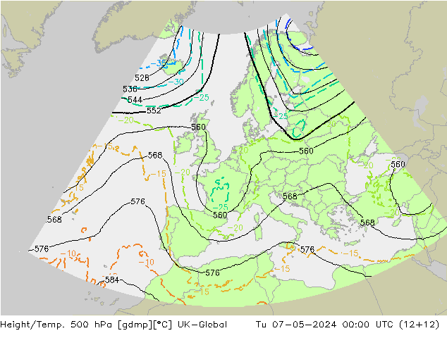Height/Temp. 500 hPa UK-Global Di 07.05.2024 00 UTC