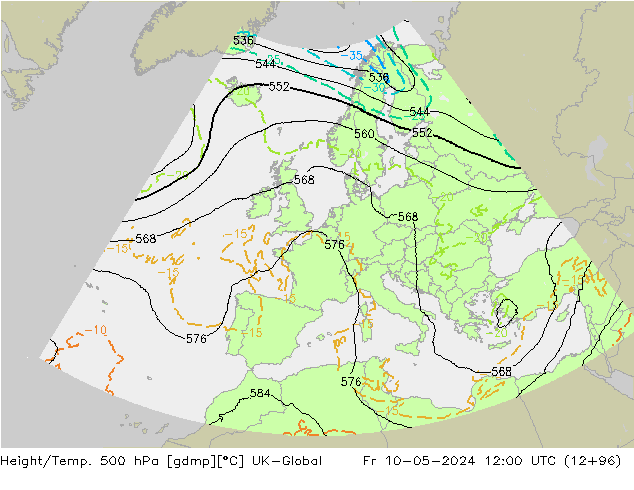 Géop./Temp. 500 hPa UK-Global ven 10.05.2024 12 UTC